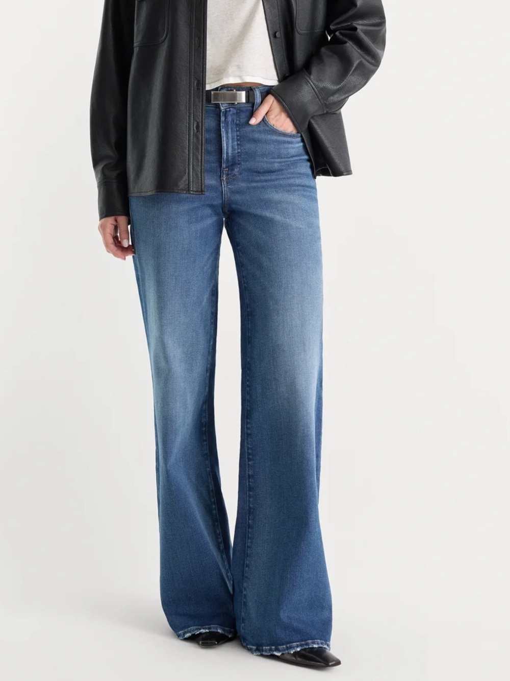 Good American Soft Tech Palazzo Jeans